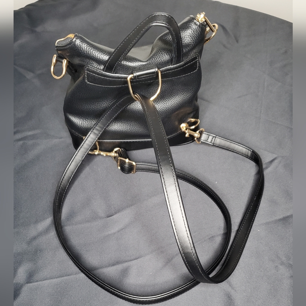 Black Faux Leather Backpack Purse - Picture 2 of 6